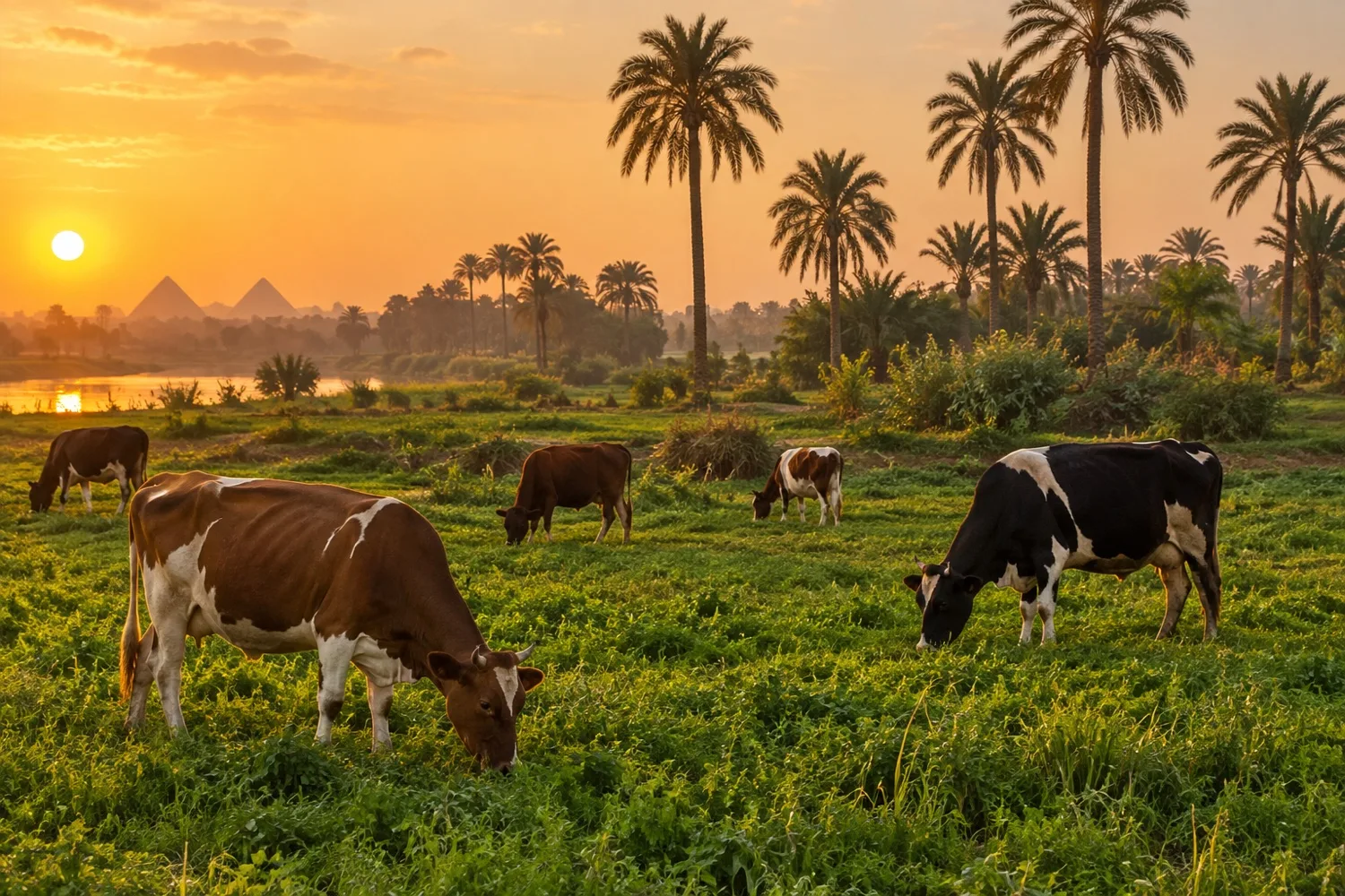 Cattle grazing on open pasture
